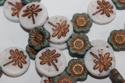 Dragonfly 23 mm & flowers 18 mm creation/matte/old patina