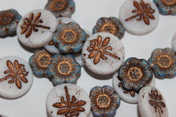 Dragonfly 23 mm & flowers 18 mm creation/matte/old patina