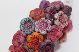 Flower as a button 18 mm mix/matte/pink