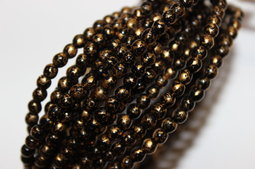 Round beads 4 mm matte/gold rain