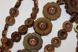 Hawaiian flowers creative sizes 22/12/8 mm shine/bronze
