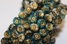 Hawaiian flowers 8 mm shine/combination/bronze