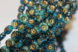 Hawaiian flowers 8 mm shine/combination/bronze